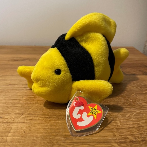 Ty Beanie Babies Bubbles Fish Yellow Black 1995 – New Tag On VINTAGE - Picture 1 of 8